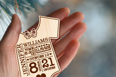 Intra απο ξύλο plywood 3mm-4mm πάχος Baby First Χριστουγεννιάτικα στολίδια Δίασταση 8x8 cm INTRAFABR-80172305