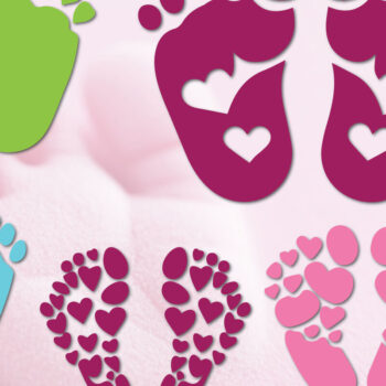 Intra απο ξύλο plywood 3mm-4mm πάχος Baby Footprint with Hearts Δίασταση 4x4 cm INTRAFABR-104620637 - Image 1