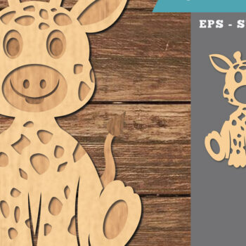 Intra απο ξύλο plywood 3mm-4mm πάχος Baby Giraffe 3D Δίασταση 15x15 cm INTRAFABR-107204346 - Image 1