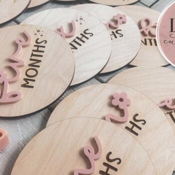 Intra απο ξύλο plywood 3mm-4mm πάχος Baby Girl Milestone Δίασταση 4x4 cm INTRAFABR-75317137 - Image 3