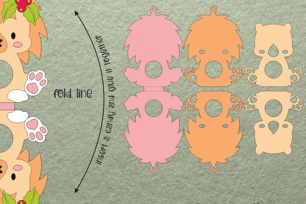 Intra απο ξύλο plywood 3mm-4mm πάχος Baby Lion | ChristmasCandy Holder Δίασταση 8x8 cm INTRAFABR-106986897