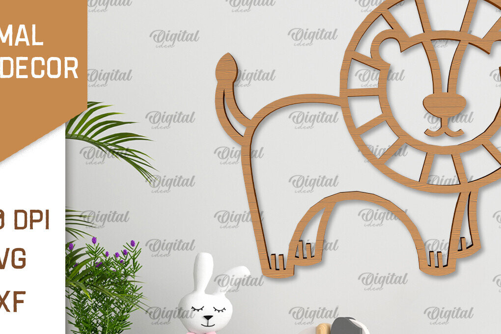 Intra απο ξύλο plywood 3mm-4mm πάχος Διακόσμηση τοίχου Baby Lion Δίασταση 30x20 cm INTRAFABR-102463592 - Image 1