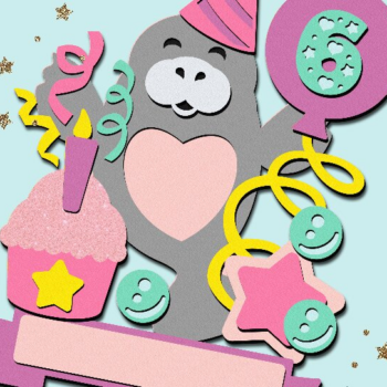 Intra απο ξύλο plywood 3mm-4mm πάχος Baby Manatee Cake Topper 3D Δίασταση 15x15 cm INTRAFABR-107907352 - Image 1