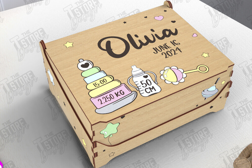 Intra απο ξύλο plywood 3mm-4mm πάχος Baby Memory Box | Προσωποποιημένο κουτί | CNC Δίασταση 10x10 cm INTRAFABR-113933911