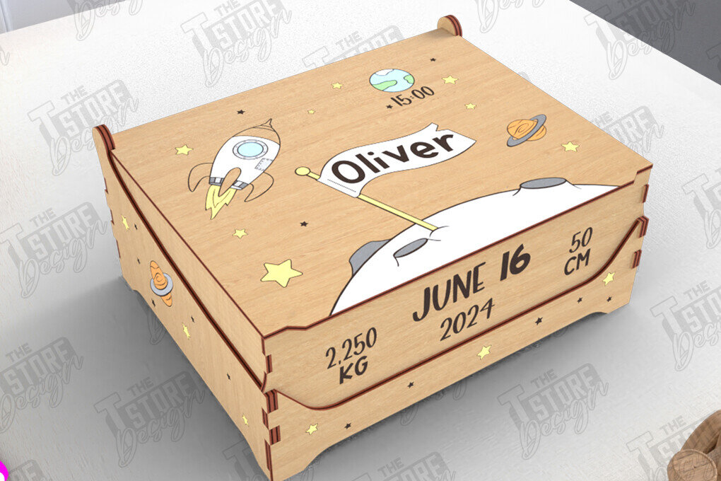 Intra απο ξύλο plywood 3mm-4mm πάχος Baby Memory Box | Προσωποποιημένο κουτί | CNC Δίασταση 10x10 cm INTRAFABR-113933926