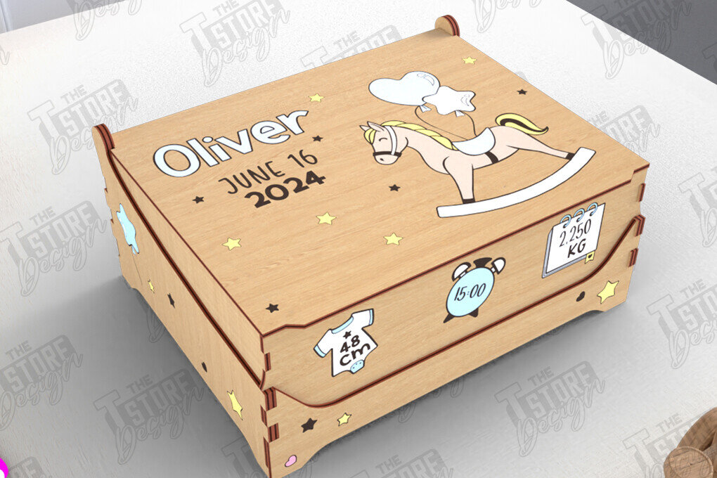 Intra απο ξύλο plywood 3mm-4mm πάχος Baby Memory Box | Προσωποποιημένο κουτί | CNC Δίασταση 10x10 cm INTRAFABR-113933930