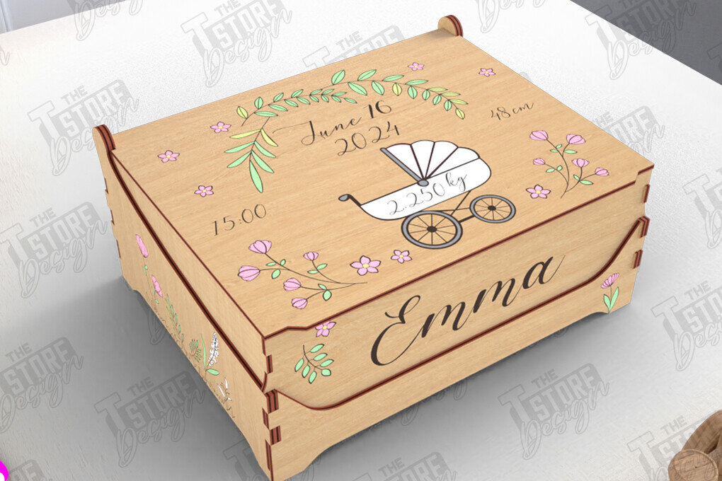 Intra απο ξύλο plywood 3mm-4mm πάχος Baby Memory Box | Προσωποποιημένο κουτί | CNC Δίασταση 10x10 cm INTRAFABR-113933934