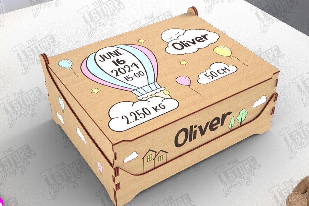 Intra απο ξύλο plywood 3mm-4mm πάχος Baby Memory Box | Προσωποποιημένο κουτί | CNC Δίασταση 10x10 cm INTRAFABR-113933937