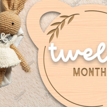 Intra απο ξύλο plywood 3mm-4mm πάχος Baby Milestone Card Cut . 12 μηνών Δίασταση 30x20 cm INTRAFABR-85224768 - Image 1