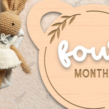 Intra απο ξύλο plywood 3mm-4mm πάχος Baby Milestone Card Cut . 4 μηνών Δίασταση 30x20 cm INTRAFABR-85223821 - Image 1