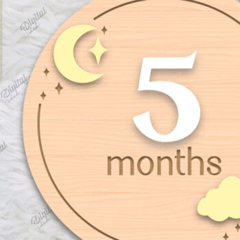 Intra απο ξύλο plywood 3mm-4mm πάχος Baby Milestone Card Cut . 5 μηνών Δίασταση 30x20 cm INTRAFABR-85225487 - Image 1