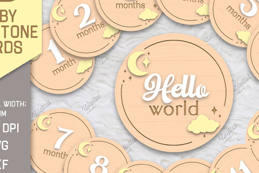 Intra απο ξύλο plywood 3mm-4mm πάχος κοπής με λέιζερ με κάρτα Baby Milestone Δίασταση 30x20 cm INTRAFABR-85386462