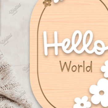 Intra απο ξύλο plywood 3mm-4mm πάχος Baby Milestone Card . Γεια σου Κόσμο Δίασταση 30x20 cm INTRAFABR-85217849 - Image 1