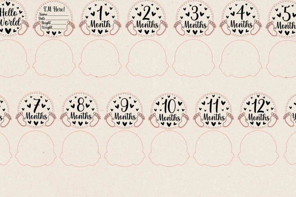 Intra απο ξύλο plywood 3mm-4mm πάχος Baby Milestone Cards Cut Δίασταση 30x20 cm INTRAFABR-97519317 - Image 2