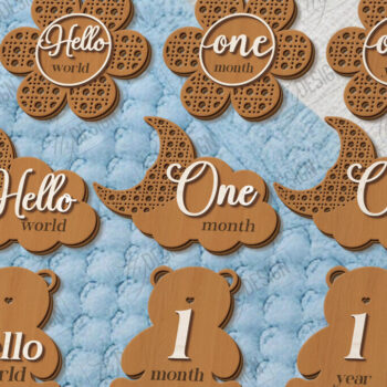 Intra απο ξύλο plywood 3mm-4mm πάχος Baby Milestone | CNC Δίασταση 15x15 cm INTRAFABR-123844247 - Image 1