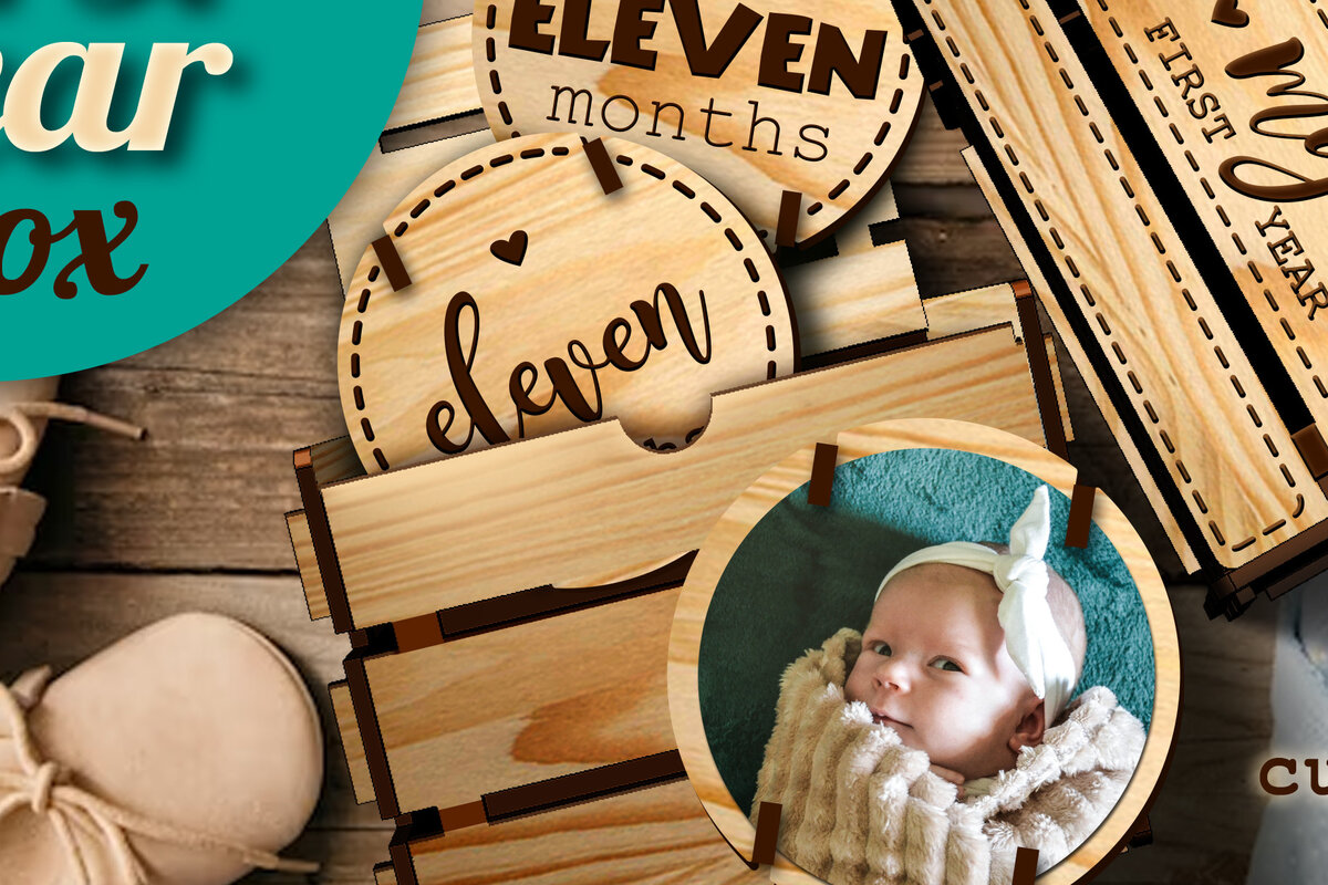 Intra απο ξύλο plywood 3mm-4mm πάχος Baby Milestones και Box First Year Δίασταση 30x20 cm INTRAFABR-70971499