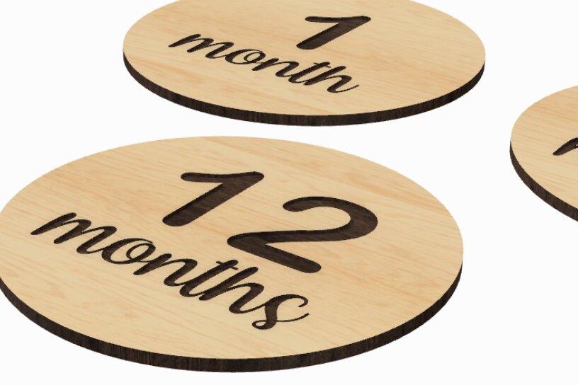Intra απο ξύλο plywood 3mm-4mm πάχος Baby Monthly Milestone Card Δίασταση 30x20 cm INTRAFABR-117233713 - Image 1