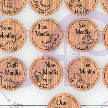 Intra απο ξύλο plywood 3mm-4mm πάχος Baby Monthly Milestone Discs Δεινόσαυροι Δίασταση 30x20 cm INTRAFABR-112832694 - Image 1