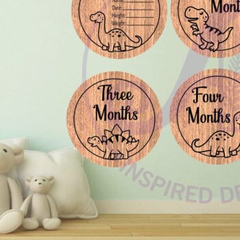 Intra απο ξύλο plywood 3mm-4mm πάχος Baby Monthly Milestone Discs Δεινόσαυροι Δίασταση 30x20 cm INTRAFABR-112832694 - Image 2