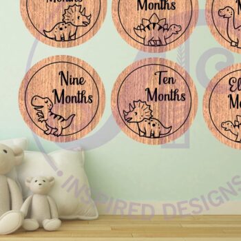 Intra απο ξύλο plywood 3mm-4mm πάχος Baby Monthly Milestone Discs Δεινόσαυροι Δίασταση 30x20 cm INTRAFABR-112832694 - Image 3