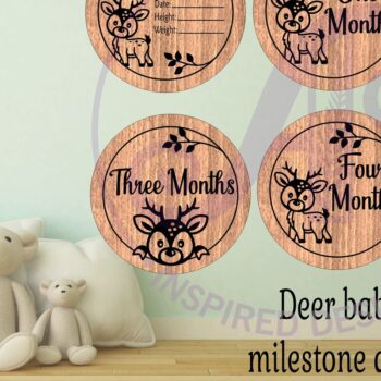Intra απο ξύλο plywood 3mm-4mm πάχος Baby Monthly Milestone Discs Deer Δίασταση 30x20 cm INTRAFABR-116045954 - Image 4