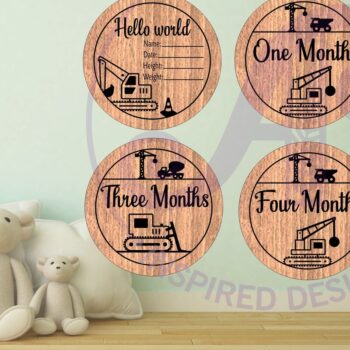 Intra απο ξύλο plywood 3mm-4mm πάχος Baby Monthly Milestone Discs Digger Δίασταση 30x20 cm INTRAFABR-116238812 - Image 3