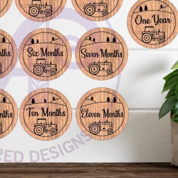 Intra απο ξύλο plywood 3mm-4mm πάχος Baby Monthly Milestone Discs Farm Δίασταση 30x20 cm INTRAFABR-115853296 - Image 2