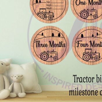 Intra απο ξύλο plywood 3mm-4mm πάχος Baby Monthly Milestone Discs Farm Δίασταση 30x20 cm INTRAFABR-115853296 - Image 3