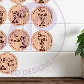 Intra απο ξύλο plywood 3mm-4mm πάχος Baby Monthly Milestone Discs Giraffe Δίασταση 30x20 cm INTRAFABR-96776110 - Image 1