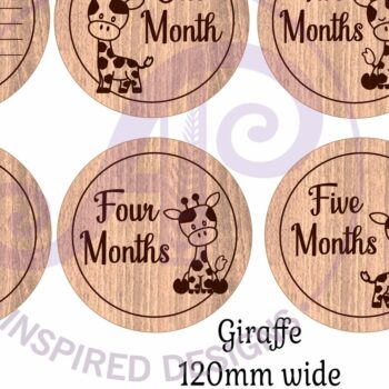 Intra απο ξύλο plywood 3mm-4mm πάχος Baby Monthly Milestone Discs Giraffe Δίασταση 30x20 cm INTRAFABR-96776110 - Image 2
