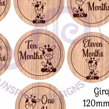 Intra απο ξύλο plywood 3mm-4mm πάχος Baby Monthly Milestone Discs Giraffe Δίασταση 30x20 cm INTRAFABR-96776110 - Image 3