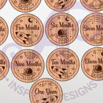 Intra απο ξύλο plywood 3mm-4mm πάχος Baby Monthly Milestone Discs Space Δίασταση 30x20 cm INTRAFABR-123064370 - Image 1