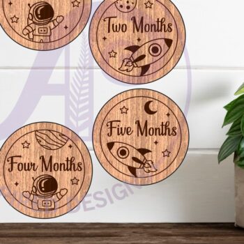 Intra απο ξύλο plywood 3mm-4mm πάχος Baby Monthly Milestone Discs Space Δίασταση 30x20 cm INTRAFABR-123064370 - Image 2