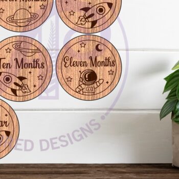 Intra απο ξύλο plywood 3mm-4mm πάχος Baby Monthly Milestone Discs Space Δίασταση 30x20 cm INTRAFABR-123064370 - Image 3