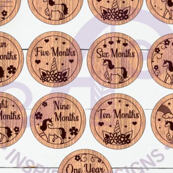 Intra απο ξύλο plywood 3mm-4mm πάχος Baby Monthly Milestone Discs Unicorn Δίασταση 30x20 cm INTRAFABR-119749131 - Image 1