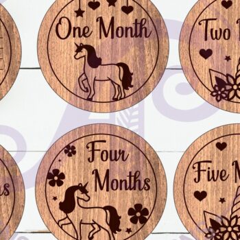 Intra απο ξύλο plywood 3mm-4mm πάχος Baby Monthly Milestone Discs Unicorn Δίασταση 30x20 cm INTRAFABR-119749131 - Image 2