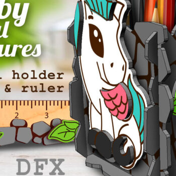 Intra απο ξύλο plywood 3mm-4mm πάχος Μολυβοθήκη Baby Mythical Creatures Δίασταση 30x20 cm INTRAFABR-70970040 - Image 1