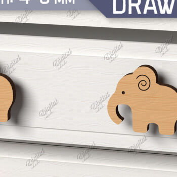 Intra απο ξύλο plywood 3mm-4mm πάχος Πόμολα συρταριών παιδικού σταθμού. Ελέφαντας Δίασταση 30x20 cm INTRAFABR-86301870 - Image 1