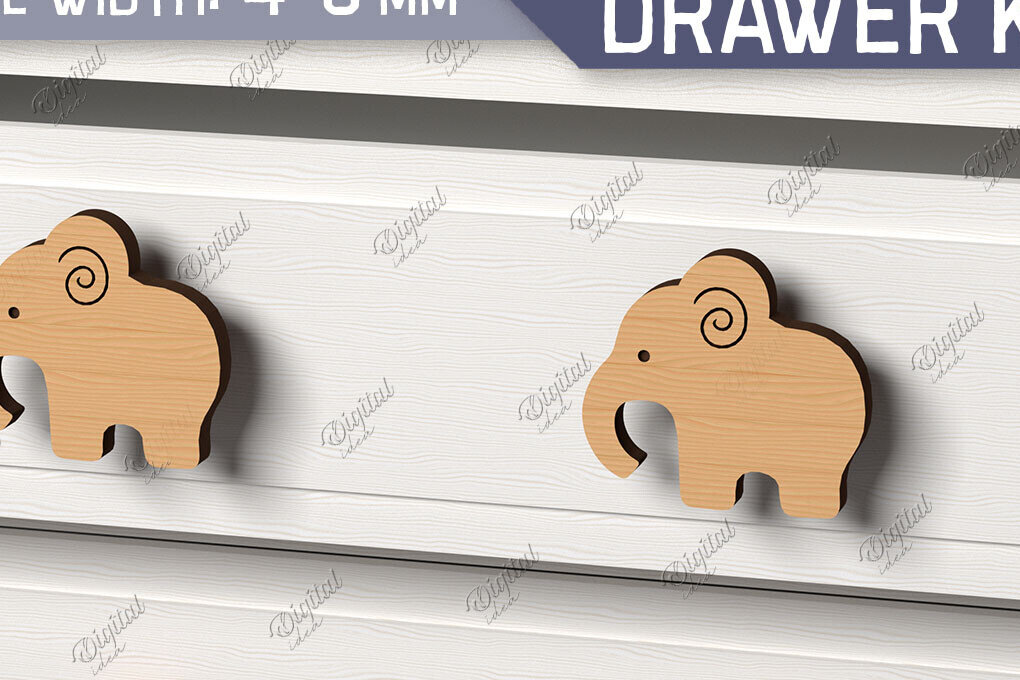 Intra απο ξύλο plywood 3mm-4mm πάχος Πόμολα συρταριών παιδικού σταθμού. Ελέφαντας Δίασταση 30x20 cm INTRAFABR-86301870