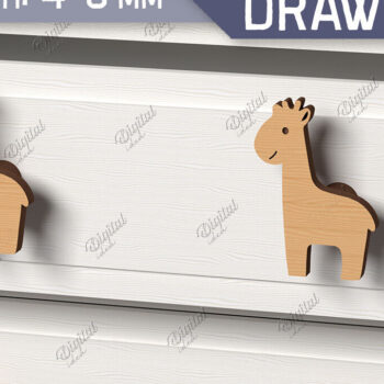 Intra απο ξύλο plywood 3mm-4mm πάχος Πόμολα συρταριών παιδικού σταθμού. Καμηλοπάρδαλη Δίασταση 30x20 cm INTRAFABR-86301608 - Image 1