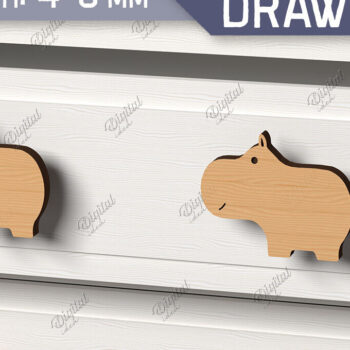 Intra απο ξύλο plywood 3mm-4mm πάχος Πόμολα συρταριών παιδικού σταθμού. Hippo Δίασταση 30x20 cm INTRAFABR-86301714 - Image 1