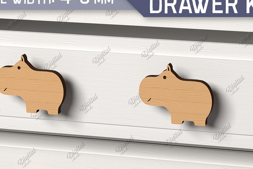 Intra απο ξύλο plywood 3mm-4mm πάχος Πόμολα συρταριών παιδικού σταθμού. Hippo Δίασταση 30x20 cm INTRAFABR-86301714