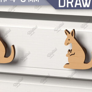 Intra απο ξύλο plywood 3mm-4mm πάχος Πόμολα συρταριών παιδικού σταθμού. Καγκουρό Δίασταση 30x20 cm INTRAFABR-86302759