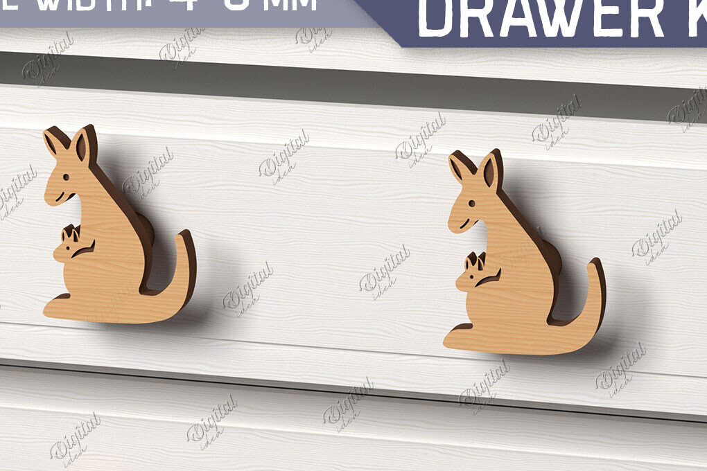 Intra απο ξύλο plywood 3mm-4mm πάχος Πόμολα συρταριών παιδικού σταθμού. Καγκουρό Δίασταση 30x20 cm INTRAFABR-86302759