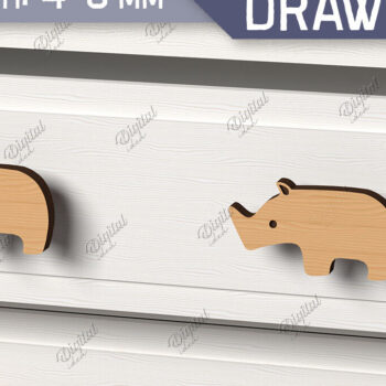 Intra απο ξύλο plywood 3mm-4mm πάχος Πόμολα συρταριών παιδικού σταθμού. Ρινόκερως Δίασταση 30x20 cm INTRAFABR-86302605 - Image 1