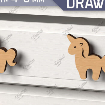 Intra απο ξύλο plywood 3mm-4mm πάχος Πόμολα συρταριών παιδικού σταθμού. Unicorn Δίασταση 30x20 cm INTRAFABR-86302372 - Image 1