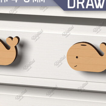 Intra απο ξύλο plywood 3mm-4mm πάχος Πόμολα συρταριών παιδικού σταθμού. Φάλαινα Δίασταση 30x20 cm INTRAFABR-86302327 - Image 1