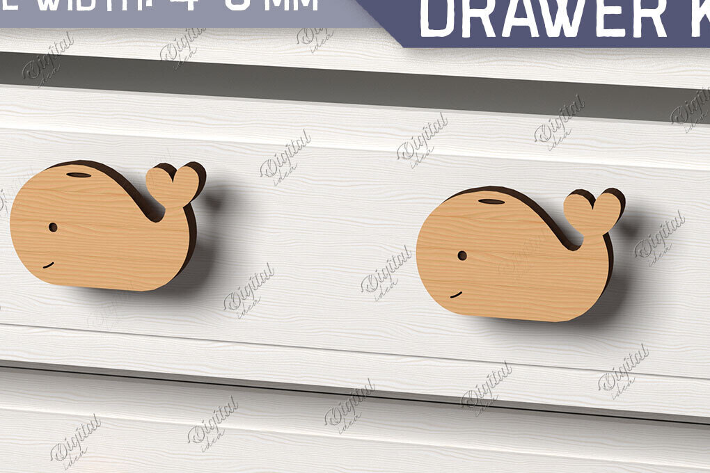 Intra απο ξύλο plywood 3mm-4mm πάχος Πόμολα συρταριών παιδικού σταθμού. Φάλαινα Δίασταση 30x20 cm INTRAFABR-86302327