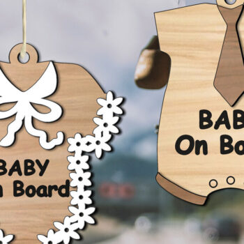Intra απο ξύλο plywood 3mm-4mm πάχος Baby on Board Διακοσμητικό λέιζερ θήκης αυτοκινήτου Δίασταση 3x3 cm INTRAFABR-105812482 - Image 1