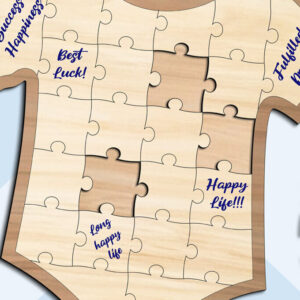 Intra απο ξύλο plywood 3mm-4mm πάχος Baby Onesie Jump Suit Baby Shower Puzzle Δίασταση 10×10 cm INTRAFABR-103439533